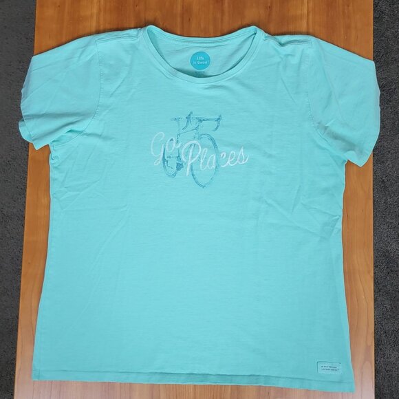 Life Is Good Mint Green Classic Fit Crew Neck Bicycle Go Places Tee - XL - Picture 3 of 6